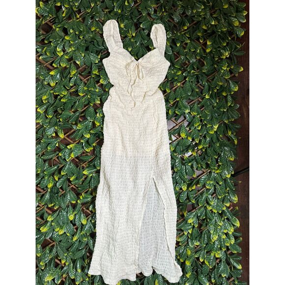 Free People Beach White Semi-Sheer Maxi Dress with Slit Size XS - Picture 5 of 8
